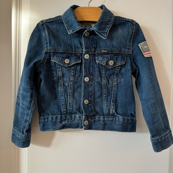 Polo Ralph Lauren Kids Denim Trucker Jacket with American Flag Patch